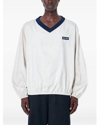 Miu Miu - Logo-Patch V-Neck Sweater - Lyst