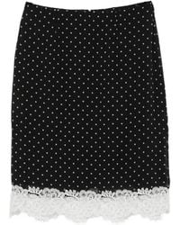 ROTATE BIRGER CHRISTENSEN - Polka-Dot Lace-Trim Midi Skirt - Lyst