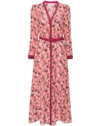 Saloni - Floral-print Silk Dress - Lyst