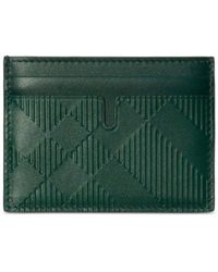 Burberry - Embossed Check-pattern Leather Cardholder - Lyst