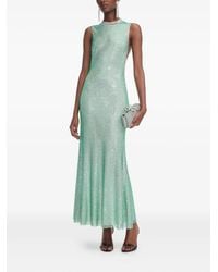 Self-Portrait - Mint Rhinestone Mesh Midi Dress - Lyst