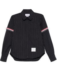 Thom Browne - Pinstriped Zip-Up Shirt - Lyst