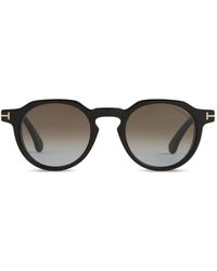 Tom Ford - Lunettes De Soleil Rondes À Logo T - Lyst