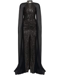 Nissa - Sequined Cape Gown - Lyst