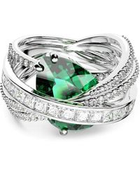 Swarovski - Hyperbola Cocktail Ring, Mixed Cuts, Four Bands, Rhodium Plated - Lyst