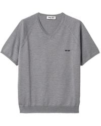 Miu Miu - V-Neck Short-Sleeved Sweater - Lyst