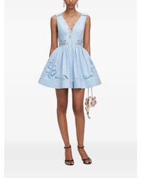 Self-Portrait - Elegant Mini Dress With V-Neck And Embroidery - Lyst