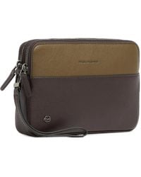 Piquadro - Two-Tone Leather Clutch Bag - Lyst