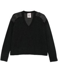 Semicouture - Epaulette-Detail V-Neck Sweater - Lyst