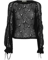Henrik Vibskov - Semi-Sheer Wave-Motif Blouse - Lyst