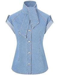 SOEUR & FRÈRES - Camisa Vaquera Le Chemise Cravate Con Lazo En El Cuello - Lyst