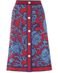 Temperley London - Francis Floral-Pattern Buttoned Knit Midi Skirt - Lyst