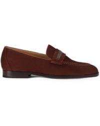 Doucal's - Stud-Embellished Suede Loafers - Lyst