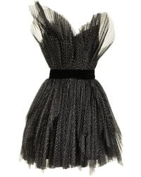Ralph & Russo Pleated-tulle Strapless Minidress - Black