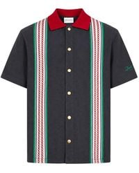 Drole de Monsieur - Stripe-Detail Short-Sleeve Shirt - Lyst