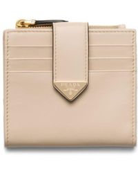 Prada - Small Leather Bi-fold Wallet - Lyst