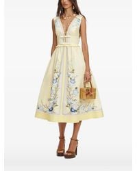 Self-Portrait - Floral-Print Ruffled Midi Dress - Lyst