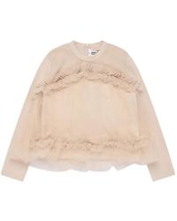 Noir Kei Ninomiya - Ruffled Tulle-Panelled Top - Lyst