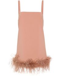 Pinko - Feather-trim Mini Dress - Lyst