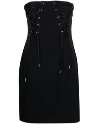 Pinko - Lace-Up Strapless Stretch-Crepe Minidress - Lyst