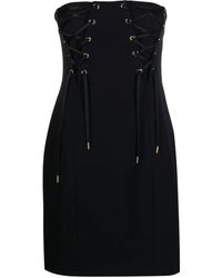Pinko - Lace-Up Strapless Stretch-Crepe Minidress - Lyst