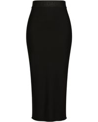Dolce & Gabbana - Wool-blend Jersey Midi Skirt - Lyst