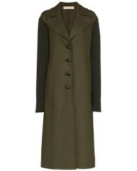 Marni Wollen Mantel Met Geribbelde Mouwen - Groen