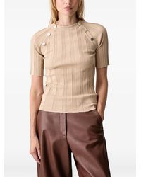 Sportmax - Button-Detail Ribbed T-Shirt - Lyst