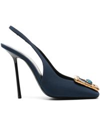 Saint Laurent - Maxine 115 Satin Slingback Pumps - Women's - Calf Leather/fabric - Lyst