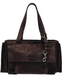 Miu Miu - Utilitaire Suede Leather Tote Bag - Lyst
