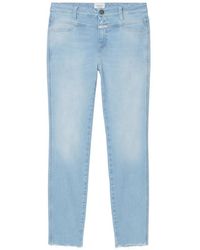 Closed - Skinny Pusher Frayed-Hem Jeans - Lyst