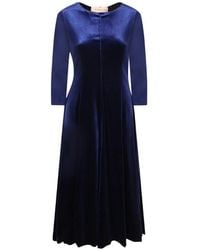 Blanca Vita - Velvet Long-Sleeve Midi Dress - Lyst