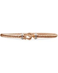 David Yurman - 18Kt Rose Buckle Cablespira Diamond Bracelet (3.5Mm) - Lyst
