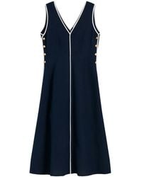 Tommy Hilfiger - Button-Detail V-Neck Midi Dress - Lyst