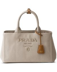 Prada - Jardinière Large Cotton Canvas Handbag - Lyst