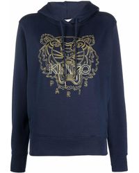 KENZO - Logo-embroidered Organic Cotton Hoodie - Lyst