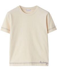 Burberry - T-Shirt Mit Logo-Stickerei - Lyst