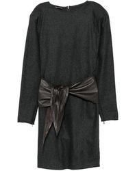 Emporio Armani - Belted Long-Sleeve Midi Dress - Lyst