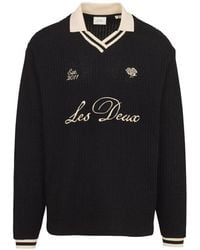 Les Deux - Logo-Embroidered V-Neck Sweater - Lyst