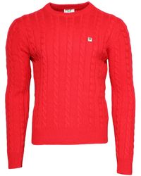 Fila - Cable Knit Crew Neck Jumper - Lyst