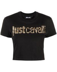 Just Cavalli - Cropped-T-Shirt mit Logo-Print - Lyst