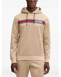 Guess - Monogram-Pattern Drawstring Hoodie - Lyst