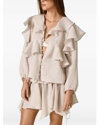 Pink - Ruffled Smocked Mini Skirt - Lyst