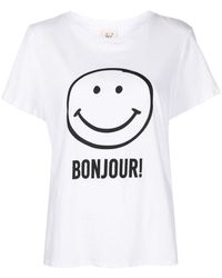 Cinq À Sept Bonjour Smiley-print T-shirt - White