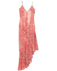 Etro - Midi-Jurk Met Paisley-Print En Ruches - Lyst