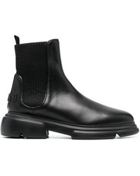 Emporio Armani - Logo Leather Ankle Boots - Lyst