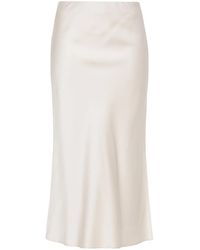 Brunello Cucinelli - High-Waist Satin Midi Skirt - Lyst