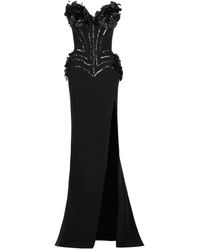 Gaby Charbachy - Sequin-Embellished Floral-Appliqué Maxi Dress - Lyst