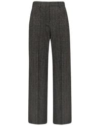 Lorena Antoniazzi - Herringbone-Pattern Straight-Leg Trousers - Lyst