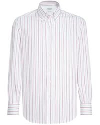 Brunello Cucinelli - Stripe-Pattern Button-Down Collar Shirt - Lyst